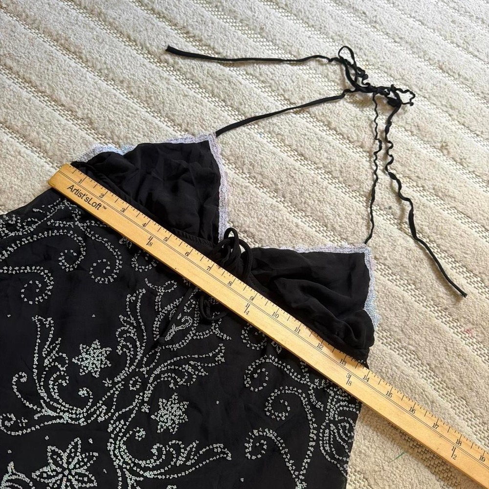 VTG Y2K Black halter Top size L Glam Beaded Whimsygoth Fairycore Party Baddie - Picture 3 of 8